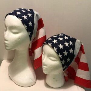 2 Pack Bandana 100% Cotton Paisley Print One-Sided Scarf American Flag
